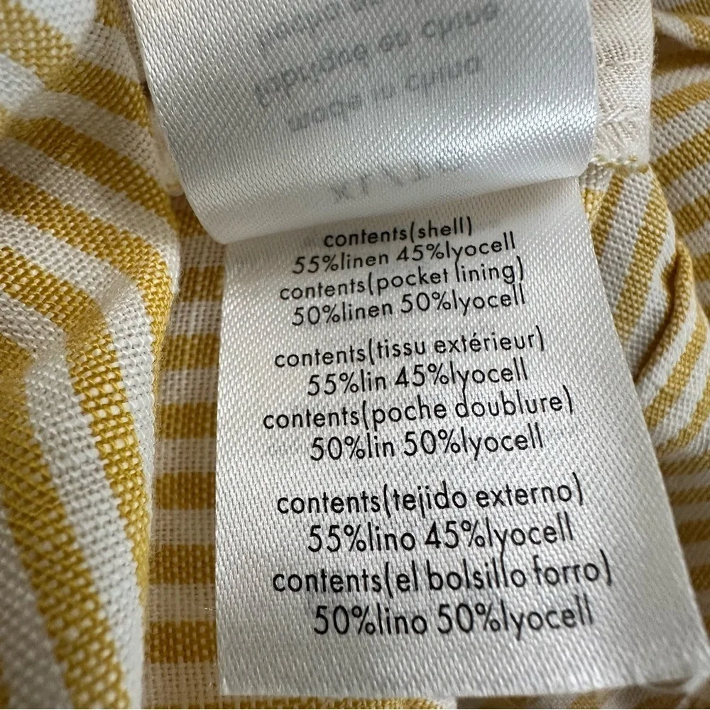 Onia Air Linen Elastic Drawstring Shorts Classic Stripe SZ XL Yellow White NWT